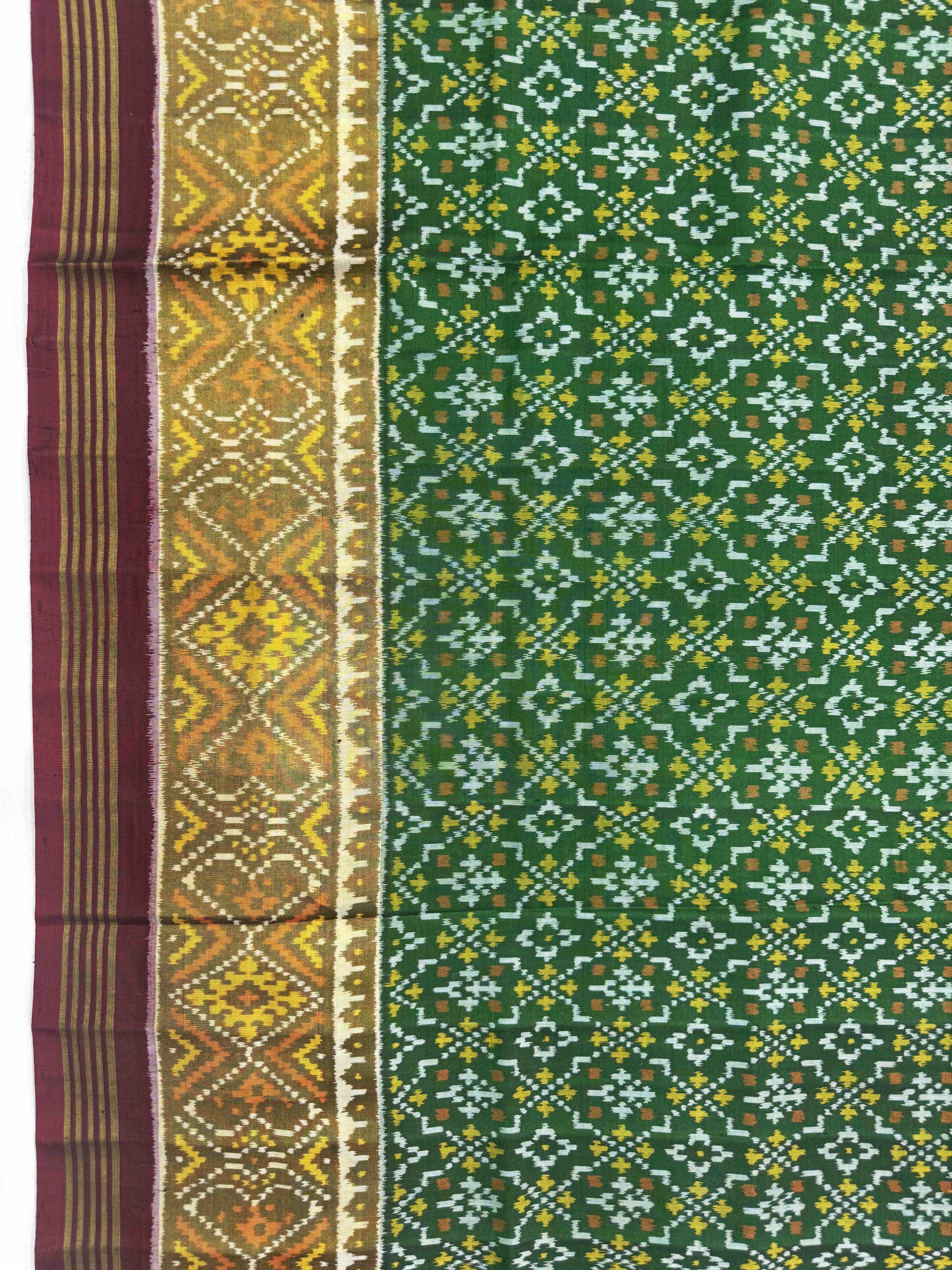 Green & Red Buttonful Patola Saree