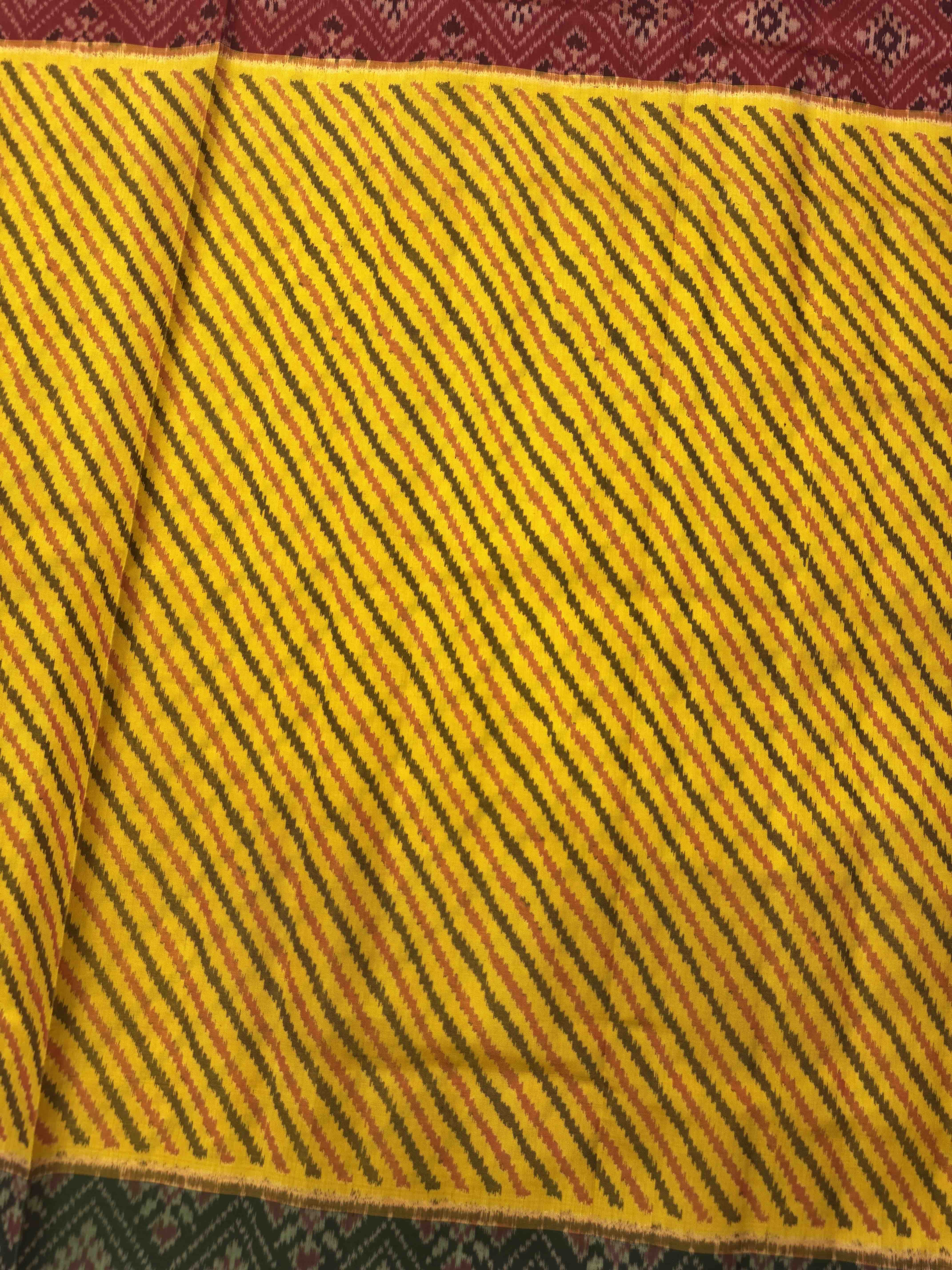 Yellow Ganga Jamuna Lining Patola Saree