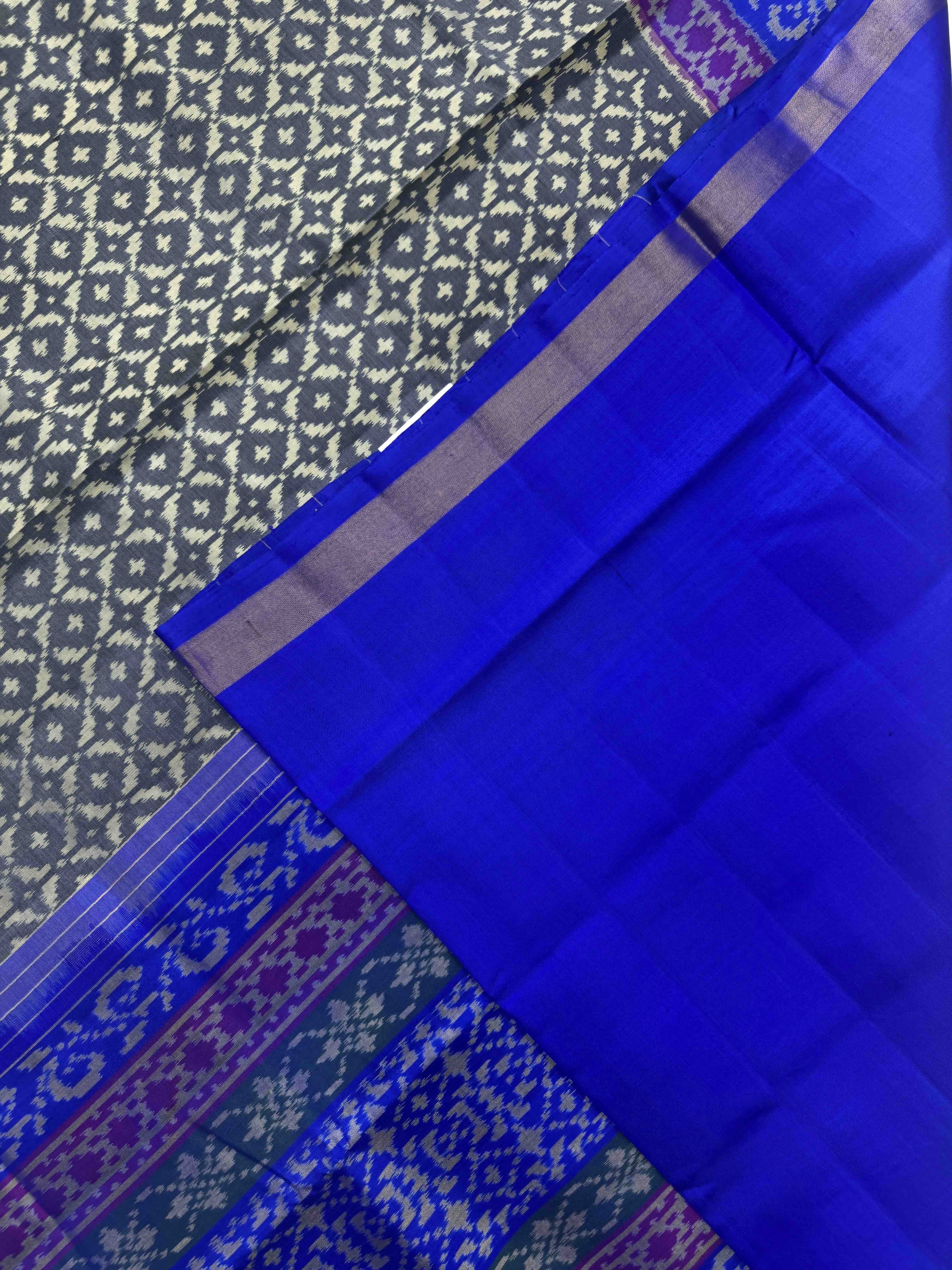 Blue & Grey Designer Patola Saree