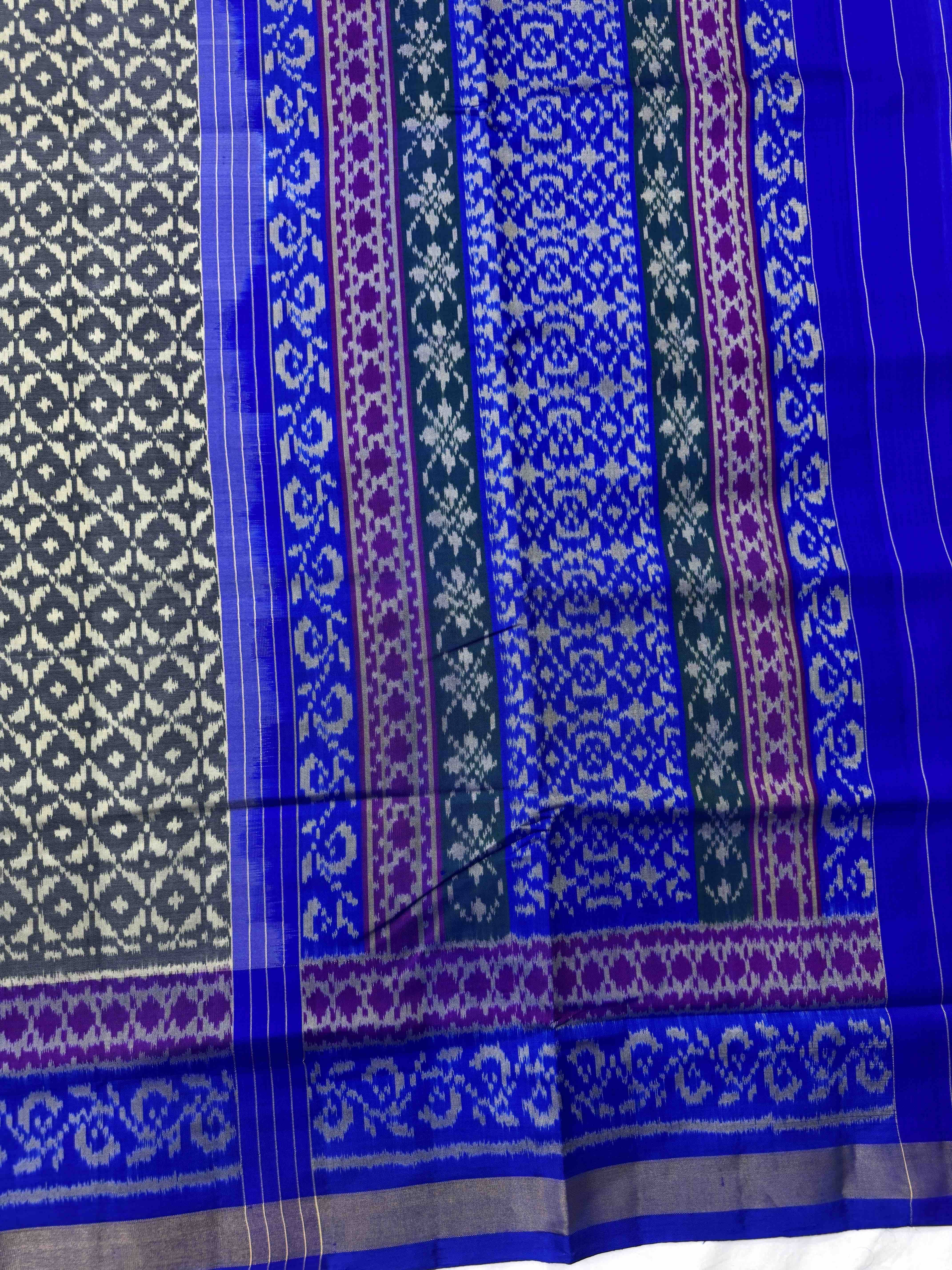 Blue & Grey Designer Patola Saree