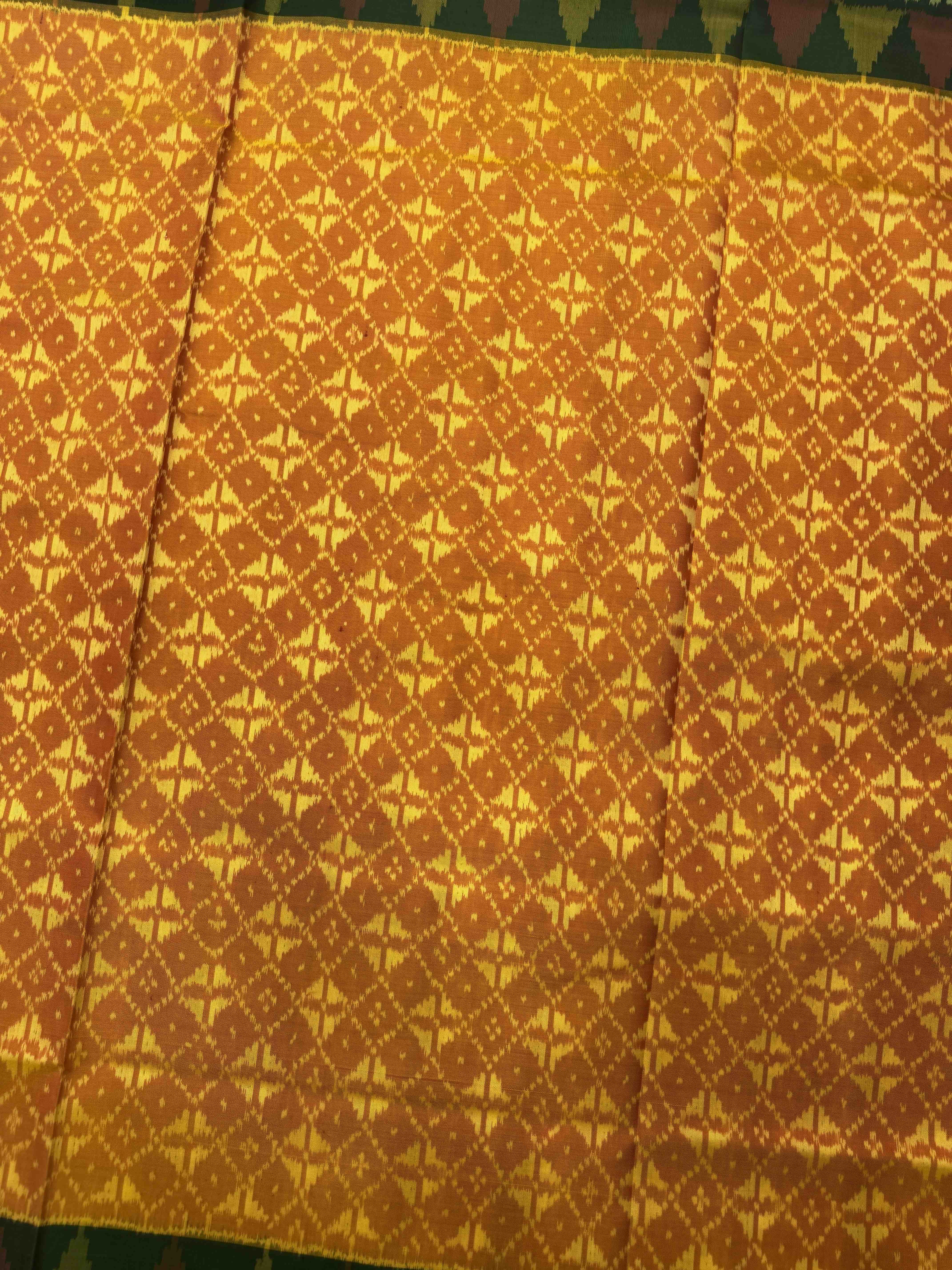 Yellowish Golden & Green Fancy Patola Saree