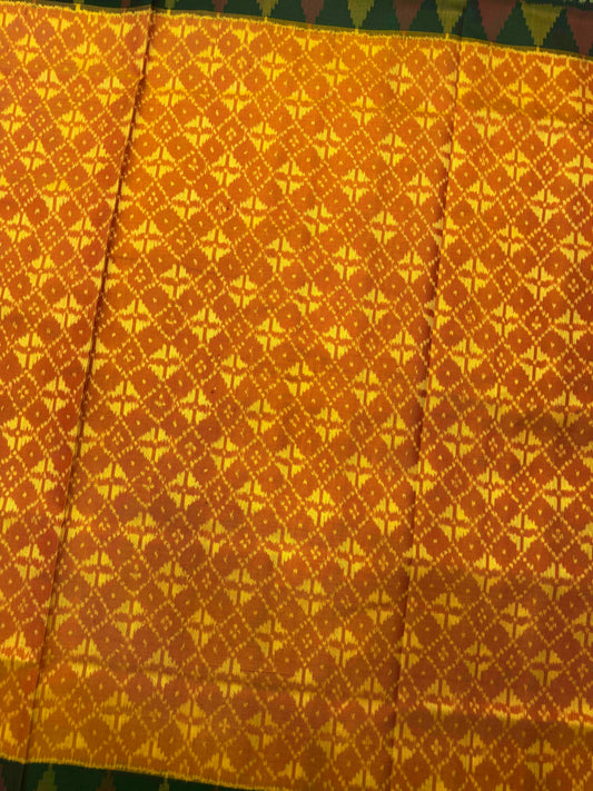 Yellowish Golden & Green Fancy Patola Saree