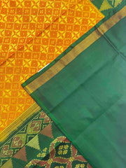 Yellowish Golden & Green Fancy Patola Saree