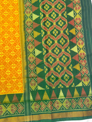 Yellowish Golden & Green Fancy Patola Saree
