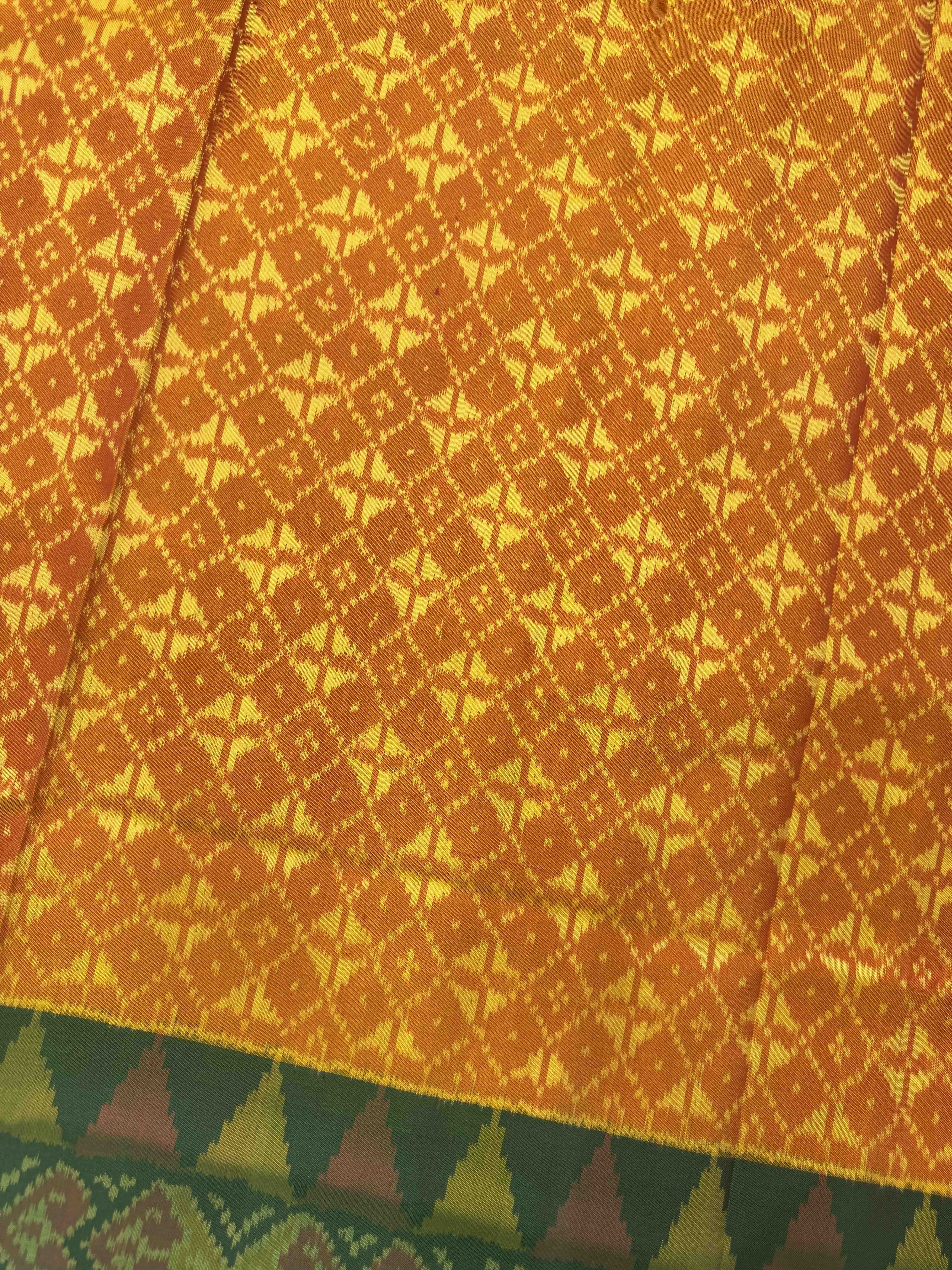 Yellowish Golden & Green Fancy Patola Saree