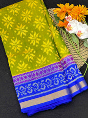 Parrot Green & Blue Fancy Flower Patola Saree