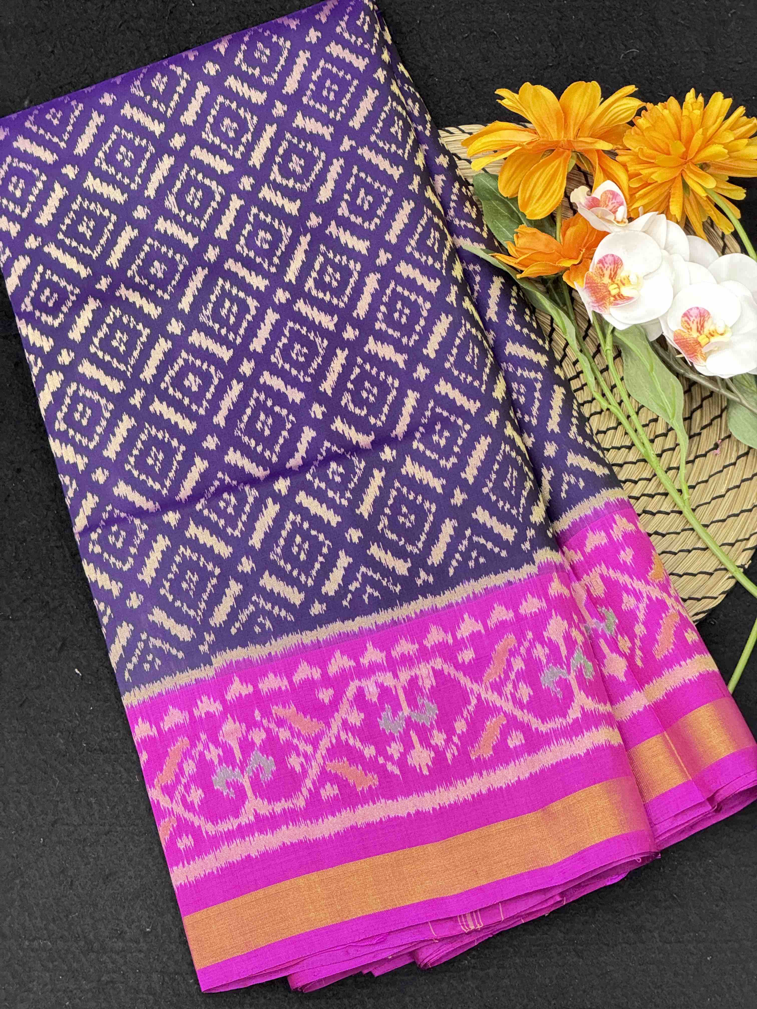 Blue & Pink Fancy Patola Saree