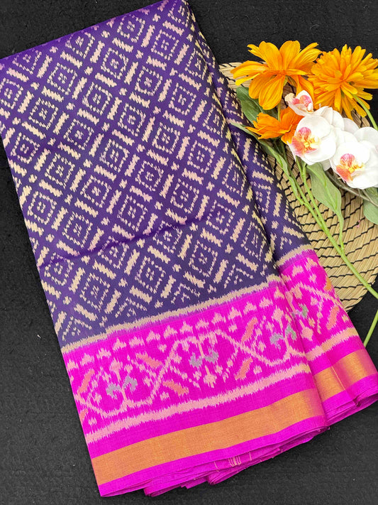Blue & Pink Fancy Patola Saree