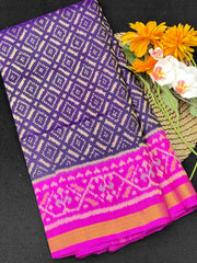 Blue & Pink Fancy Patola Saree