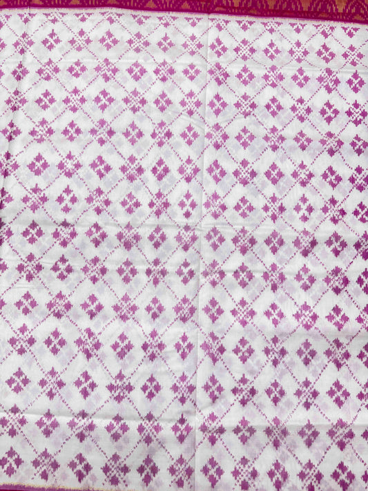White & Pink Fancy Patola Saree