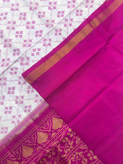 White & Pink Fancy Patola Saree