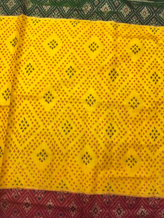 Yellow Ganga Jamuna Bandhani Booty Design Patola Saree