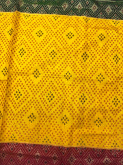 Yellow Ganga Jamuna Bandhani Booty Design Patola Saree