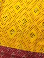 Yellow Ganga Jamuna Bandhani Booty Design Patola Saree