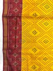 Yellow Ganga Jamuna Bandhani Booty Design Patola Saree