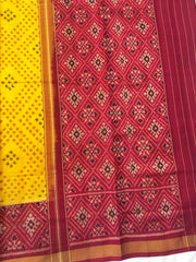 Yellow Ganga Jamuna Bandhani Booty Design Patola Saree