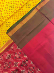 Yellow Ganga Jamuna Bandhani Booty Design Patola Saree