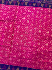 Blue & Pink Fancy Flower Designer Patola Saree