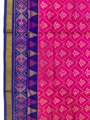 Blue & Pink Fancy Flower Designer Patola Saree
