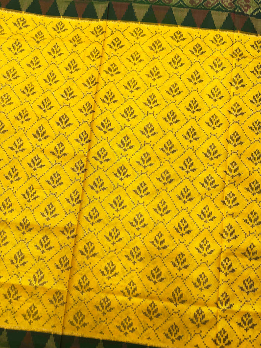 Yellow & Green Fancy Flower Patola Saree