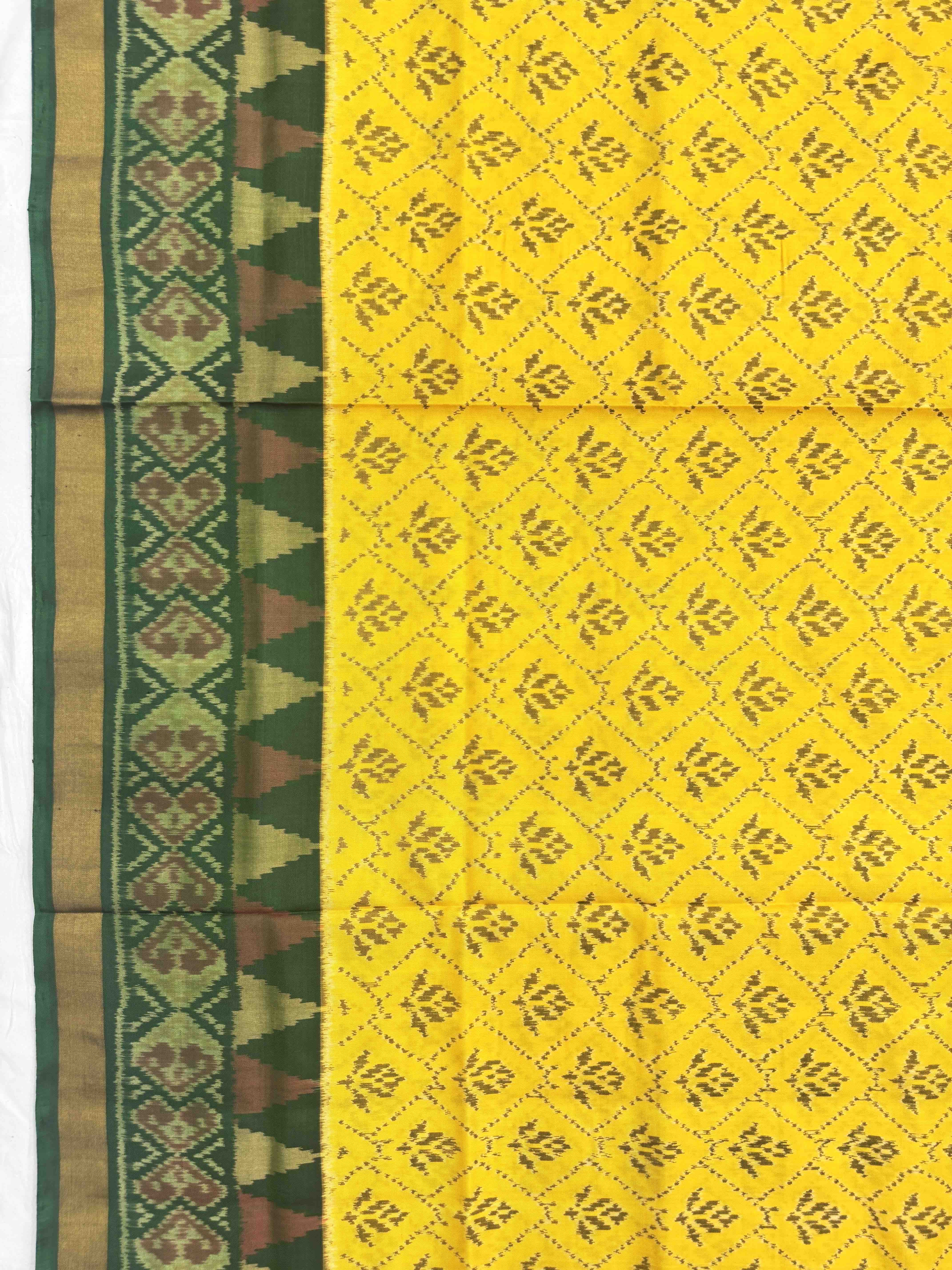 Yellow & Green Fancy Flower Patola Saree
