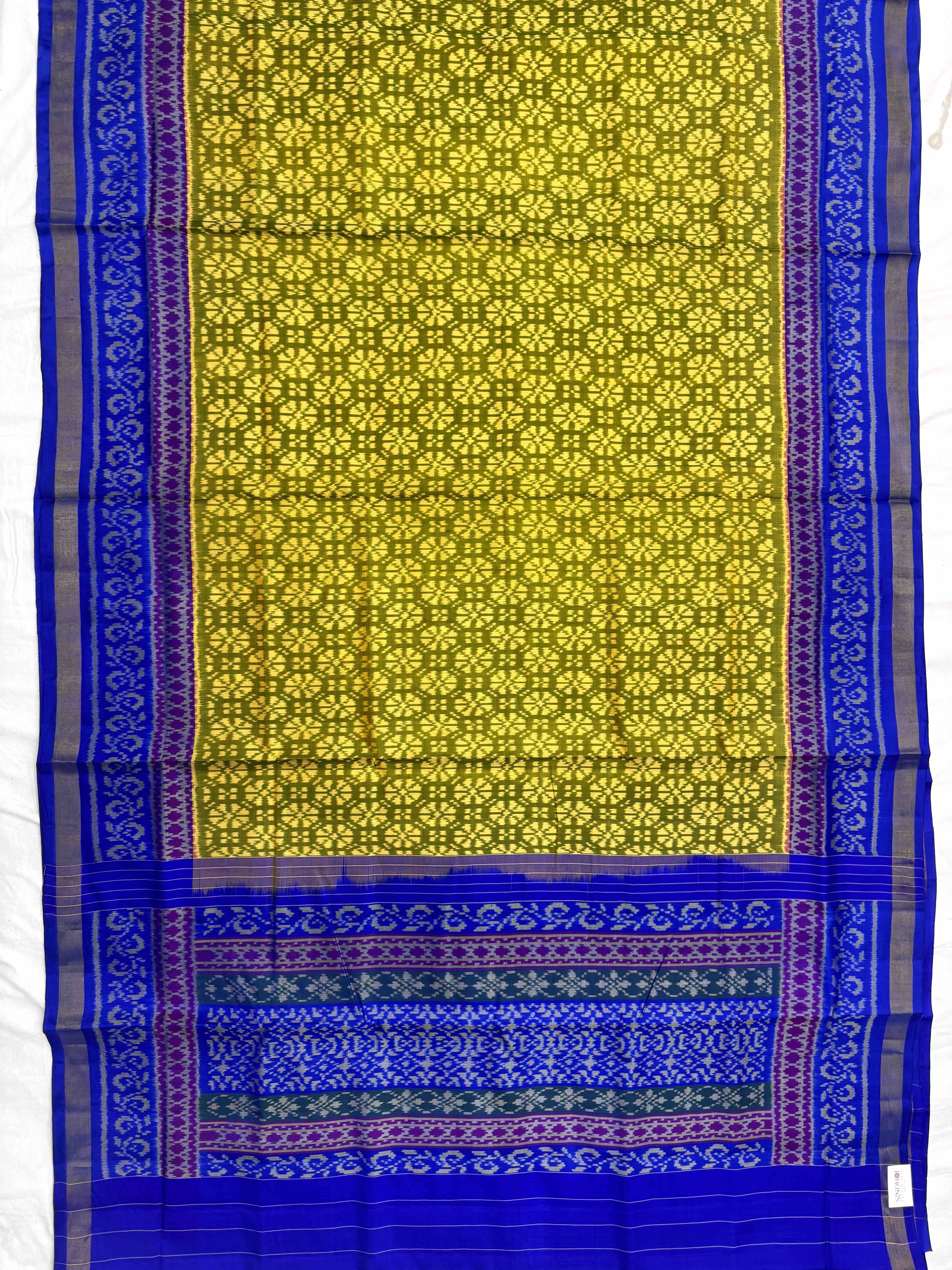 Parrot Green & Blue Fancy Flower Patola Saree