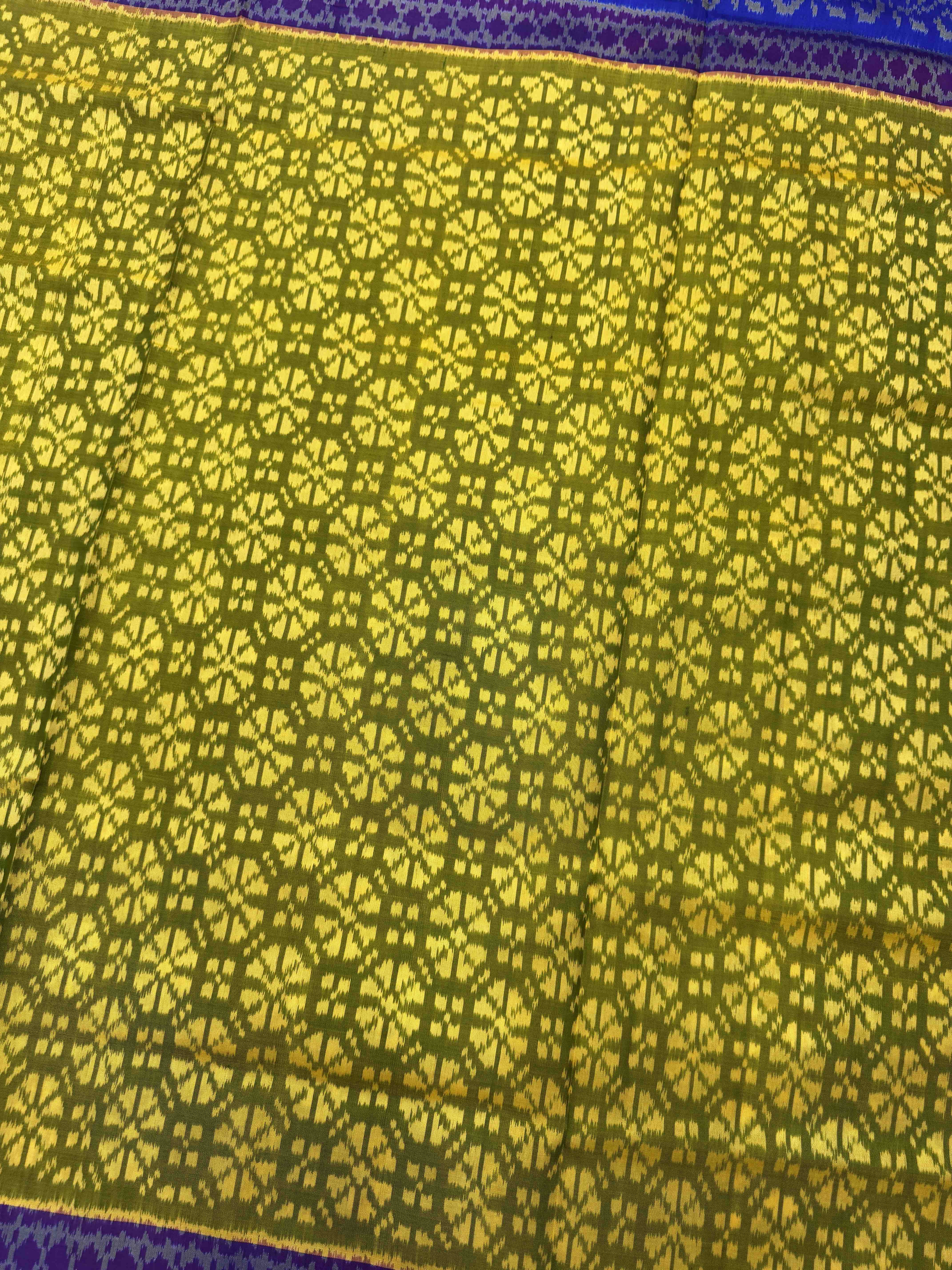 Parrot Green & Blue Fancy Flower Patola Saree