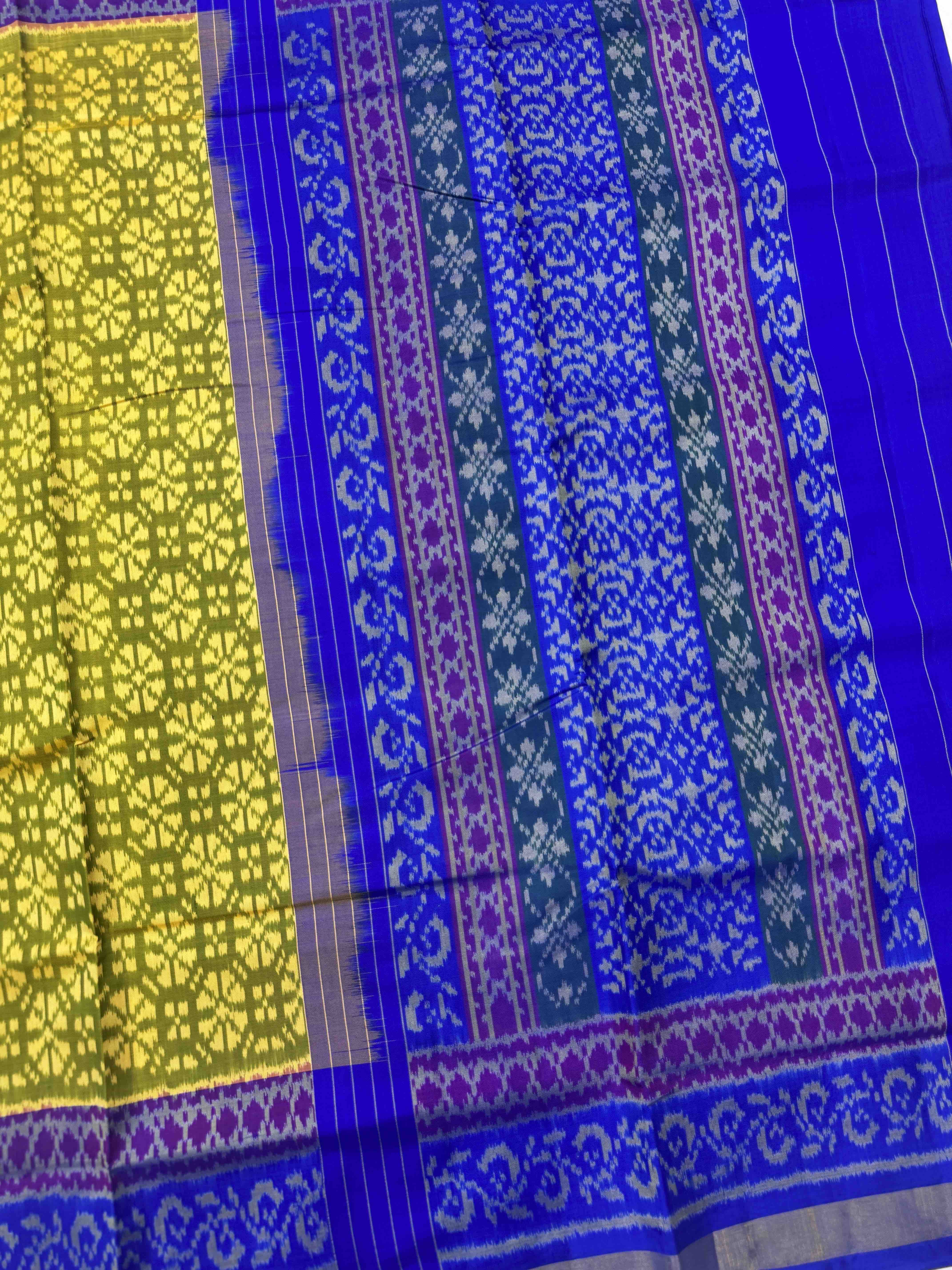 Parrot Green & Blue Fancy Flower Patola Saree