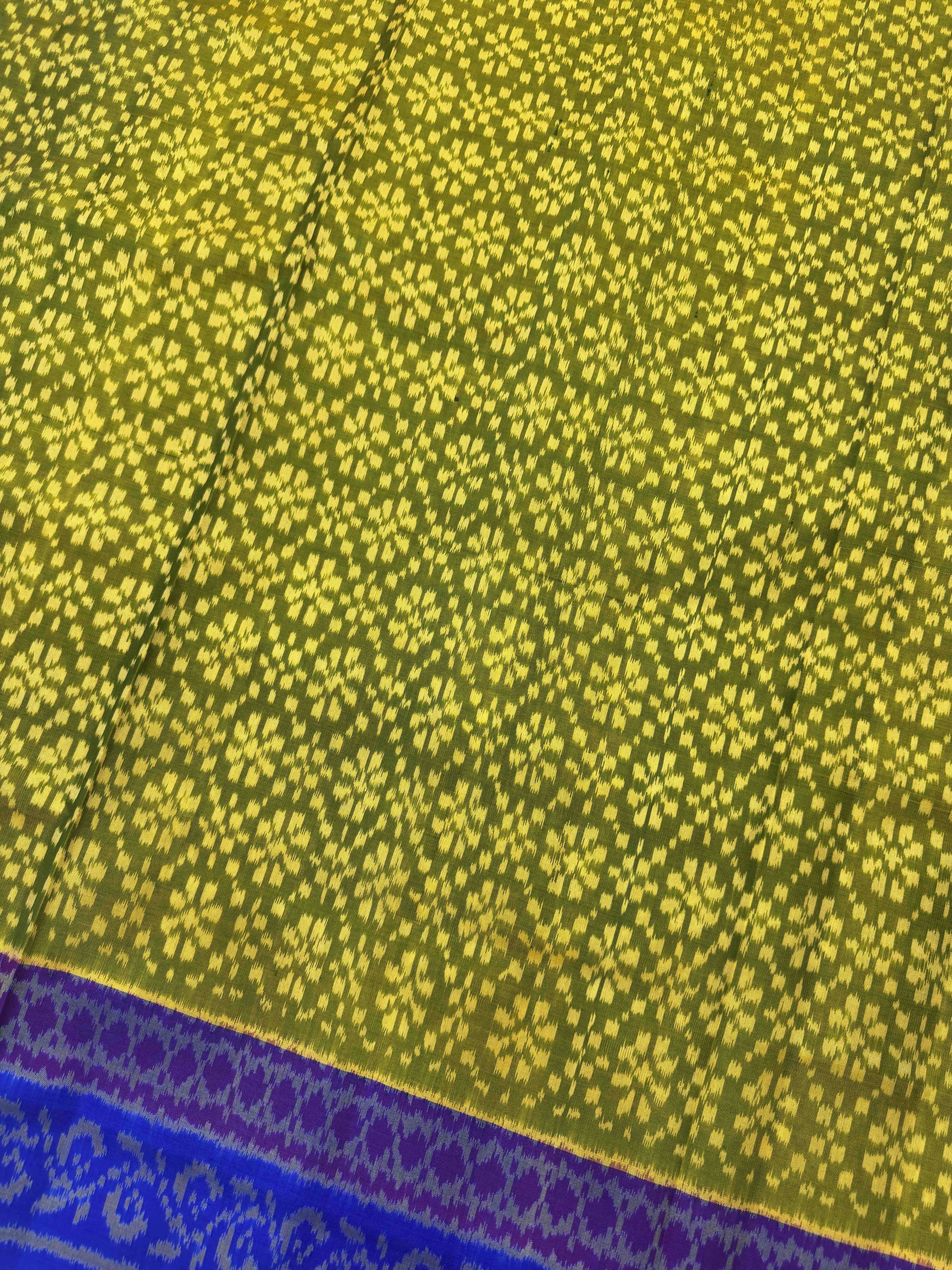 Parrot Green & Blue Fancy Flower Patola Saree