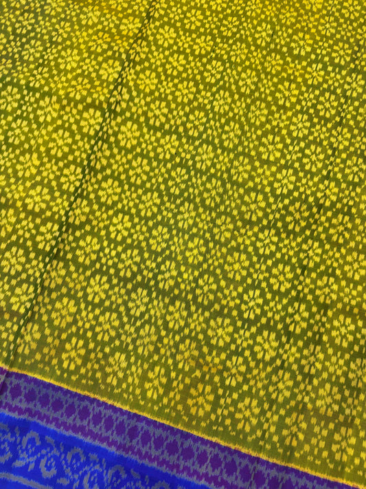 Parrot Green & Blue Fancy Flower Patola Saree