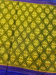 Parrot Green & Blue Fancy Flower Patola Saree