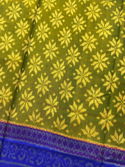 Parrot Green & Blue Fancy Flower Patola Saree