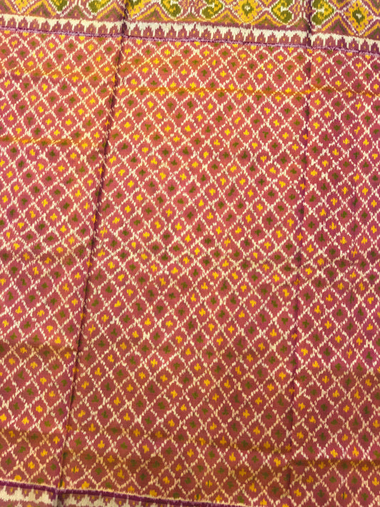 Peach & Pink Boody Design Patola Saree