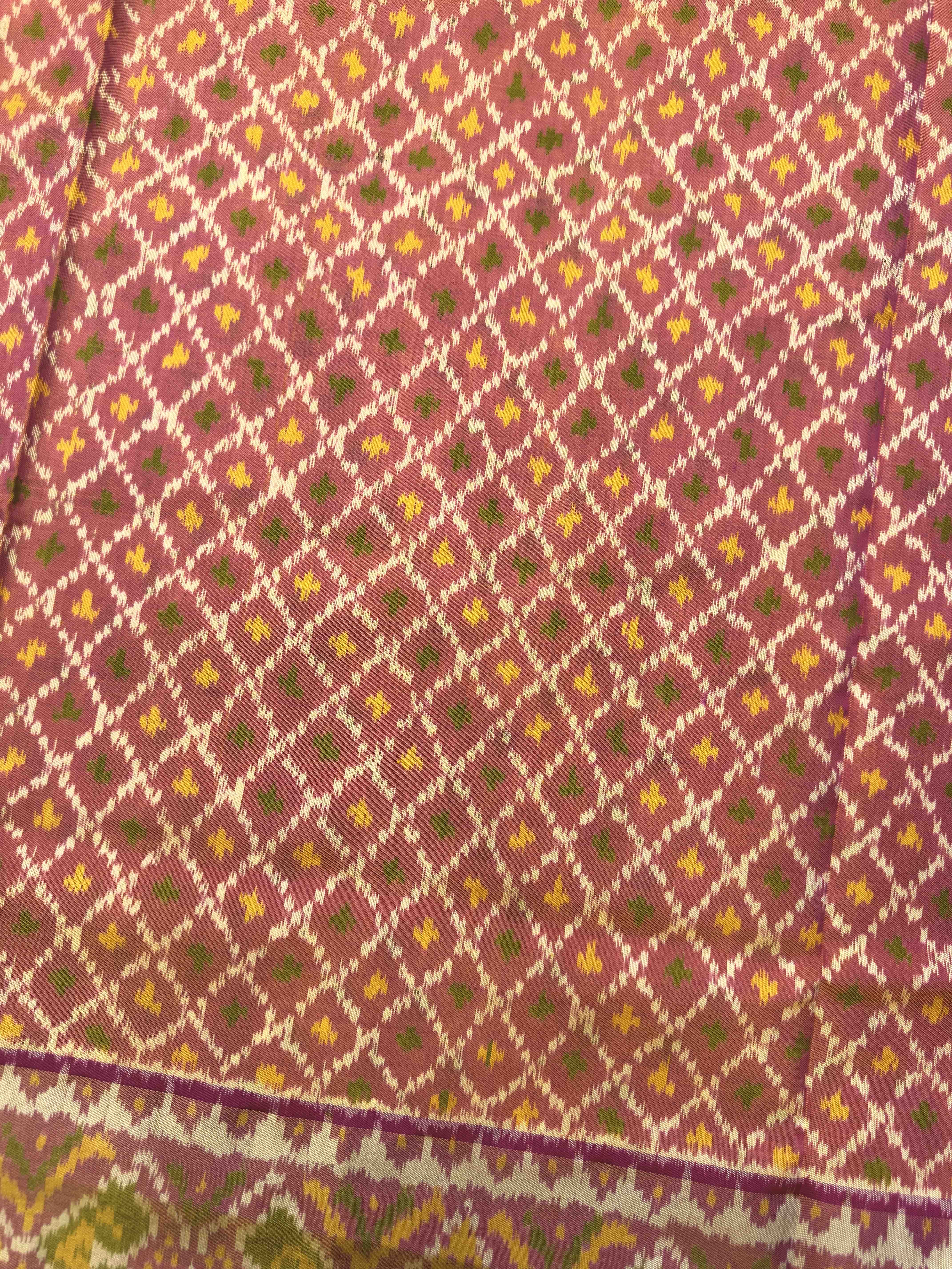 Peach & Pink Boody Design Patola Saree