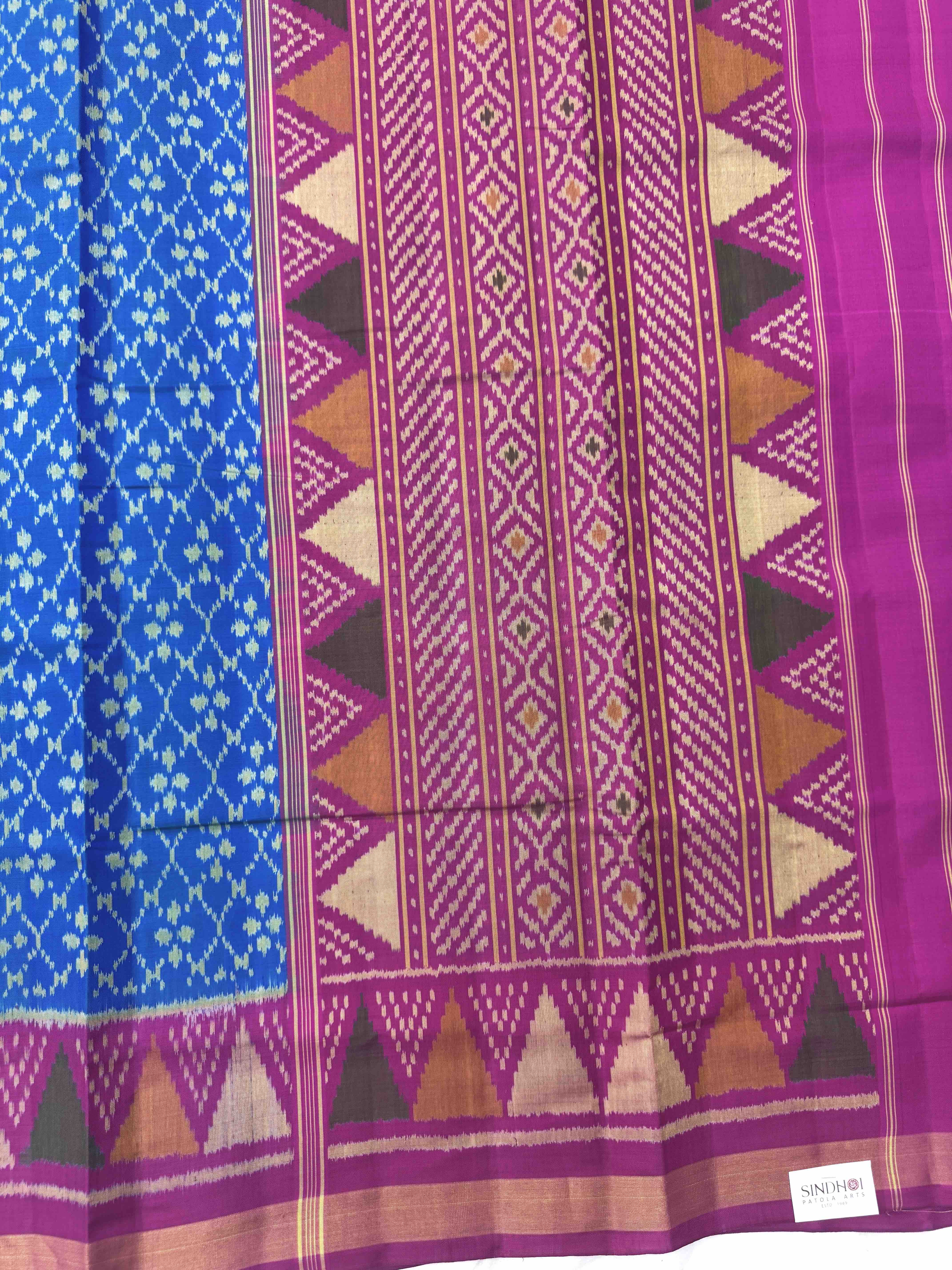 Sky Blue & Pink Fancy Patola Saree