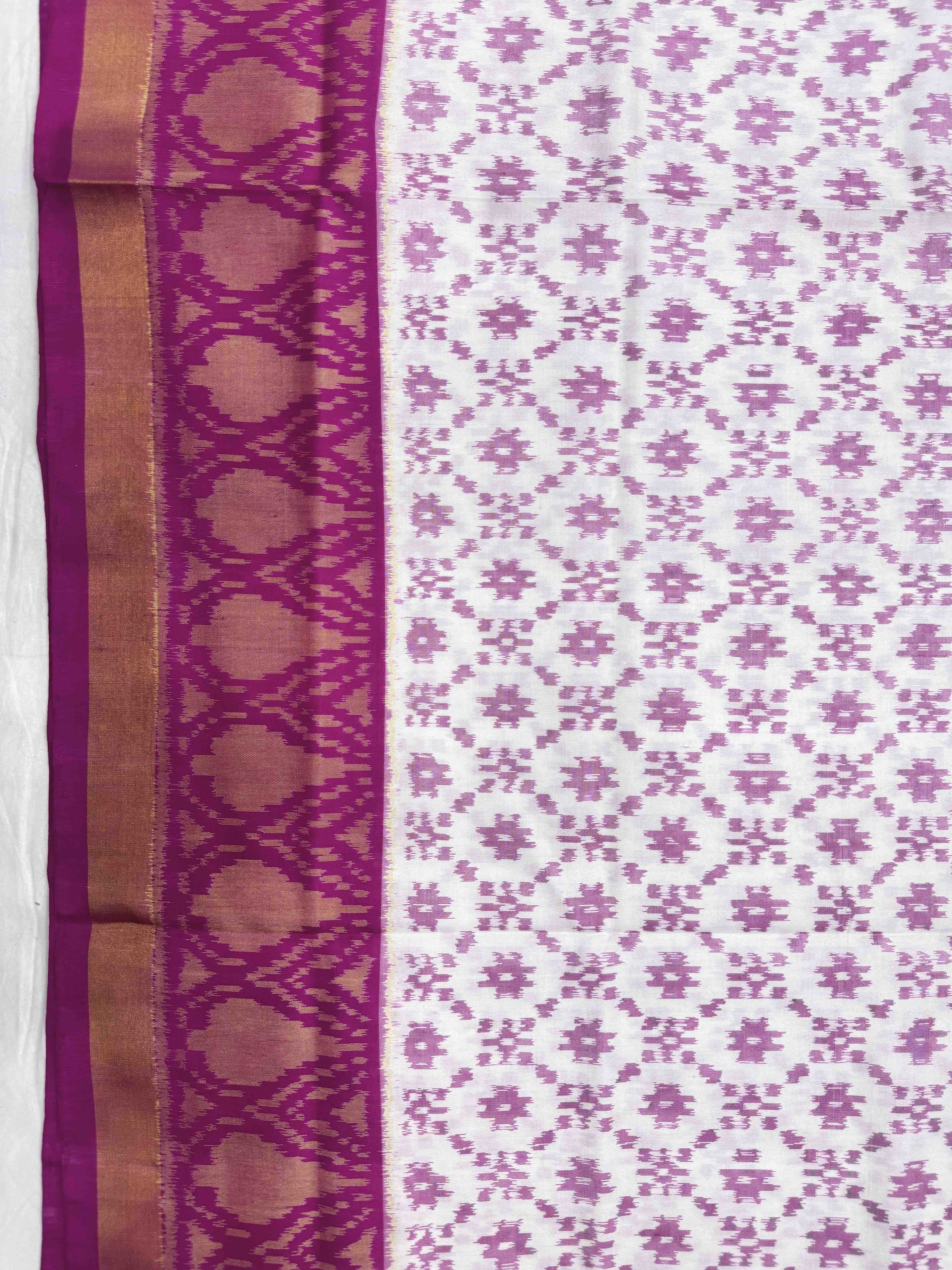 White & Pink Fancy Patola Saree