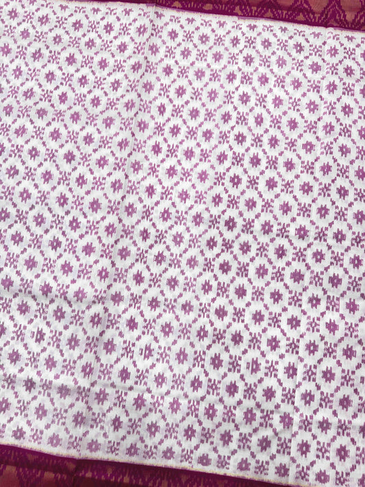 White & Pink Fancy Patola Saree