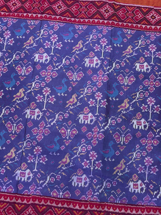 Purplish Blue & Pink Narikunj Single Ikat Patan Patola Saree