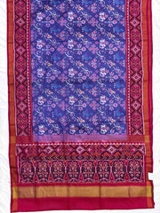 Purplish Blue & Pink Narikunj Single Ikat Patan Patola Saree