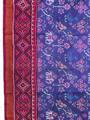 Purplish Blue & Pink Narikunj Single Ikat Patan Patola Saree