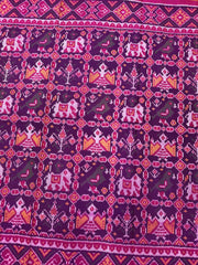 Pink & Purple Narikunj Single Ikat Patan Patola Saree