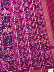 Pink & Purple Narikunj Single Ikat Patan Patola Saree
