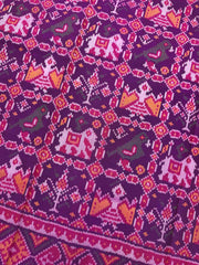 Pink & Purple Narikunj Single Ikat Patan Patola Saree