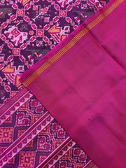 Pink & Purple Narikunj Single Ikat Patan Patola Saree