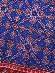 Red & Blue Manekchowk Single Ikat Patan Patola Saree