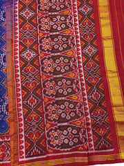 Red & Blue Manekchowk Single Ikat Patan Patola Saree