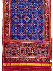 Red & Blue Manekchowk Single Ikat Patan Patola Saree