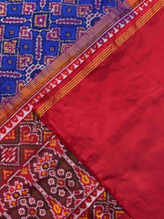 Red & Blue Manekchowk Single Ikat Patan Patola Saree