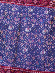 Purplish Blue & Pink Narikunj Single Ikat Patan Patola Saree