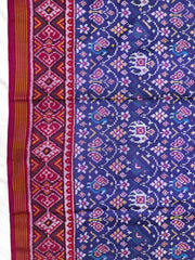 Purplish Blue & Pink Narikunj Single Ikat Patan Patola Saree